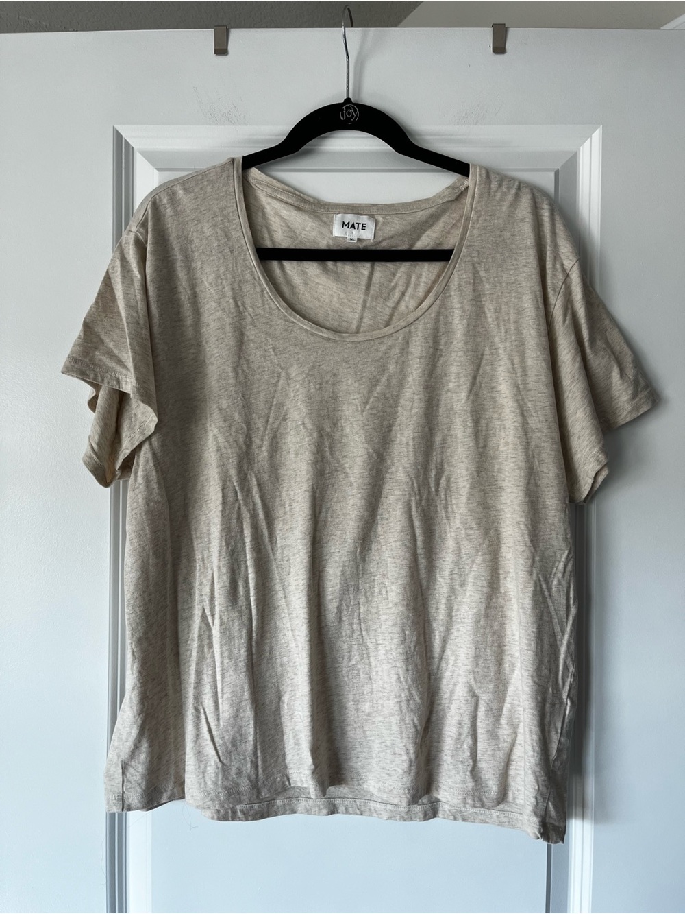 MATE the Label Light Beige Scoop Neck Short Sleeve Tee